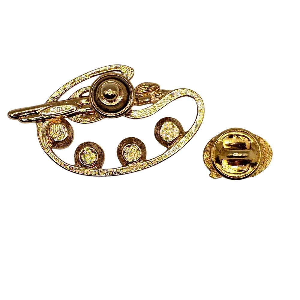 Vintage Costume Jewelry Pin Bundle Artist Color Palette Rhinestones Goldtone - Picture 2 of 4